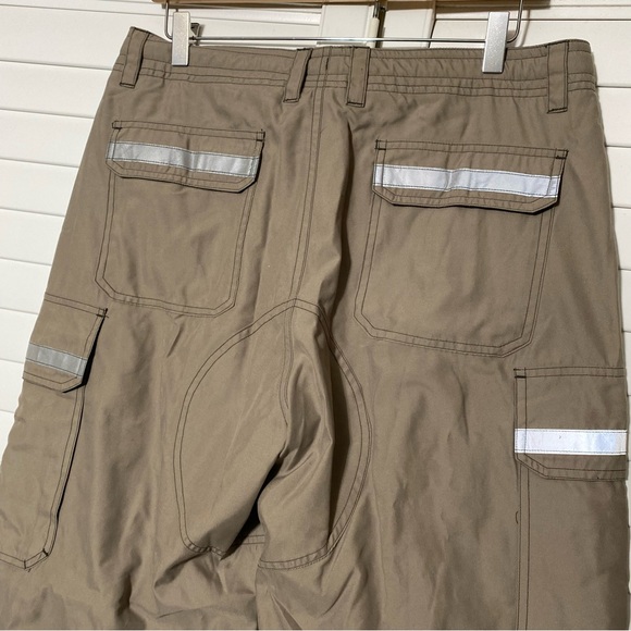 Vintage 2000s Gap Fleece Lined Khaki Cargo Skater Punk Reflective Pants Small 34 - Picture 5 of 10